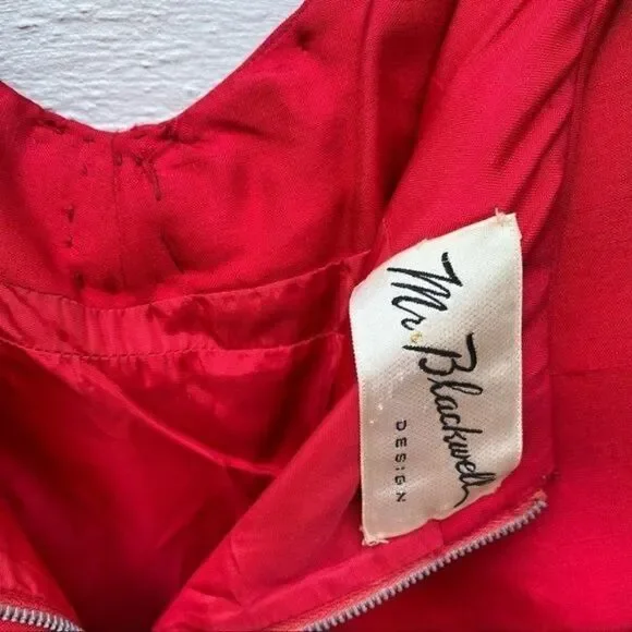 Vintage 1950's Mr. Blackwell Red Dress Size 4